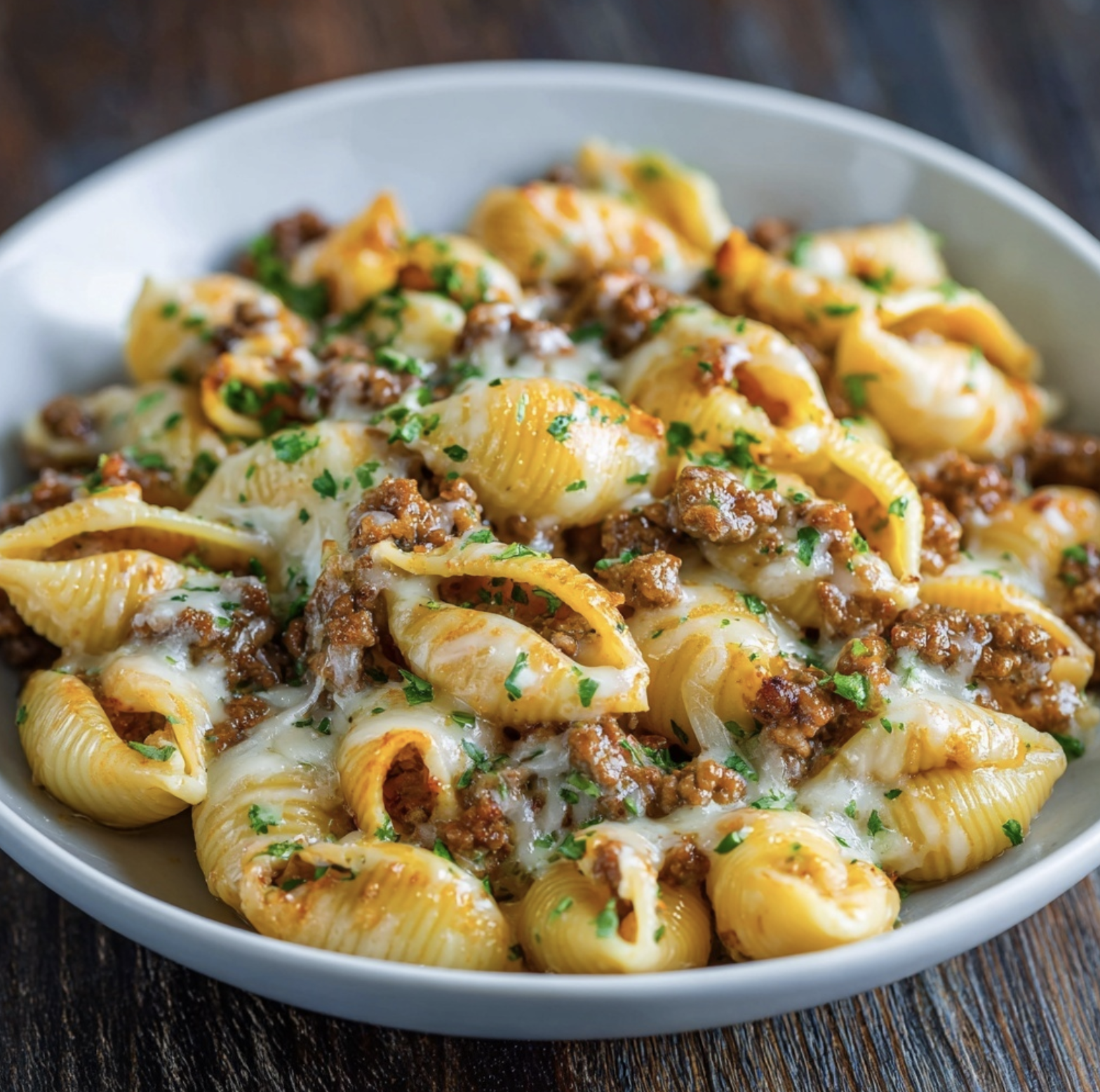 Crockpot Cheesy Ranch Beef Pasta Shells