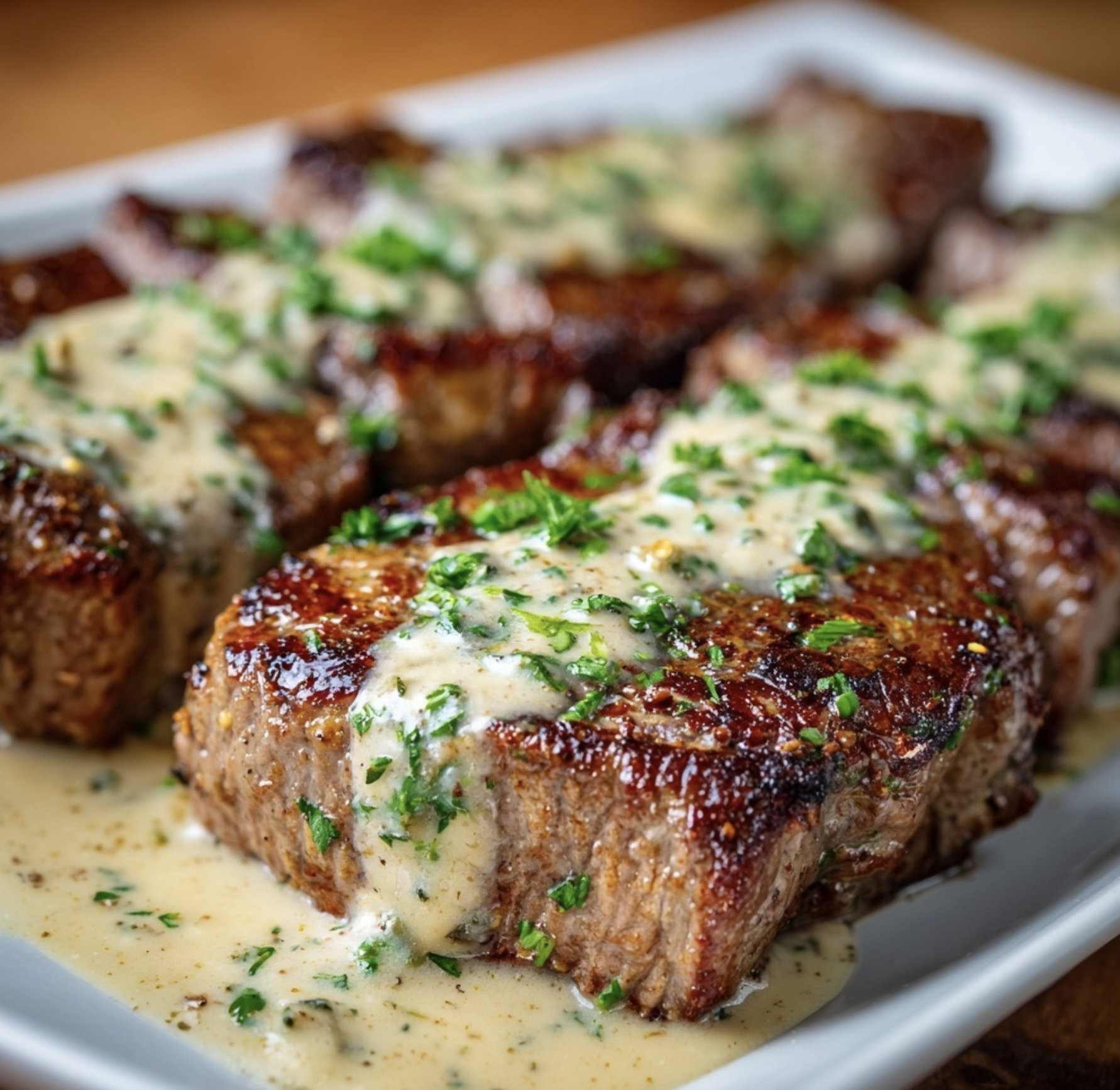 Juicy Steak with Creamy Garlic Sauce